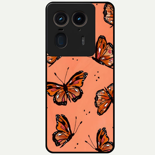  Coral Wing Butterfly Glass Case For Moto Edge 50 Ultra back cover – full design glossy printed glass finish