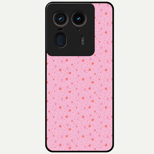  Cosmic Pink Sparkle Glass Case For Moto Edge 50 Ultra back cover – full design glossy printed glass finish