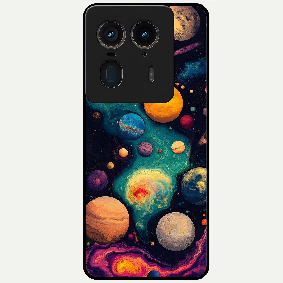  Cosmic Planet Journey Glass Case For Moto Edge 50 Ultra back cover – full design glossy printed glass finish