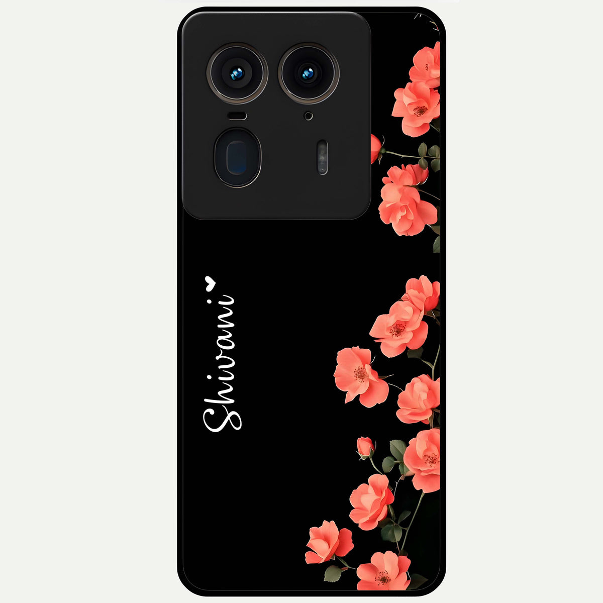  Crimson Bloom Grace Custom Name Glass Case For Moto Edge 50 Ultra back cover – full design glossy printed glass finish