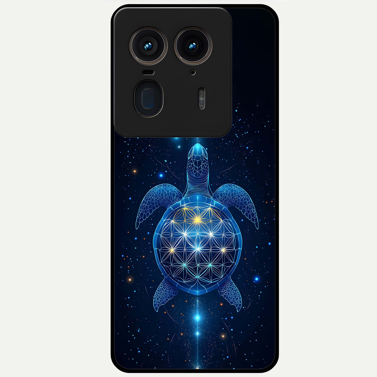  Crimson Blue Turtle Glass Case For Moto Edge 50 Ultra back cover – full design glossy printed glass finish
