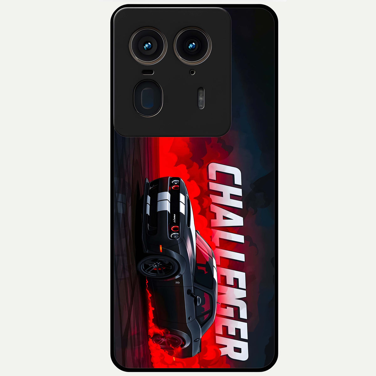  Crimson Challenger Fury Glass Case For Moto Edge 50 Ultra back cover – full design glossy printed glass finish