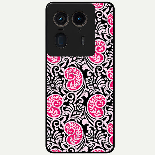  Crimson Paisley Charm Glass Case For Moto Edge 50 Ultra back cover – full design glossy printed glass finish