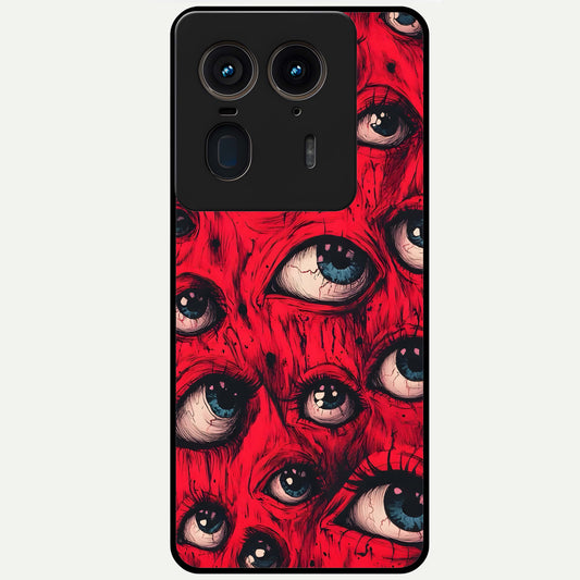  Crimson Watch Eyes Glass Case For Moto Edge 50 Ultra back cover – full design glossy printed glass finish