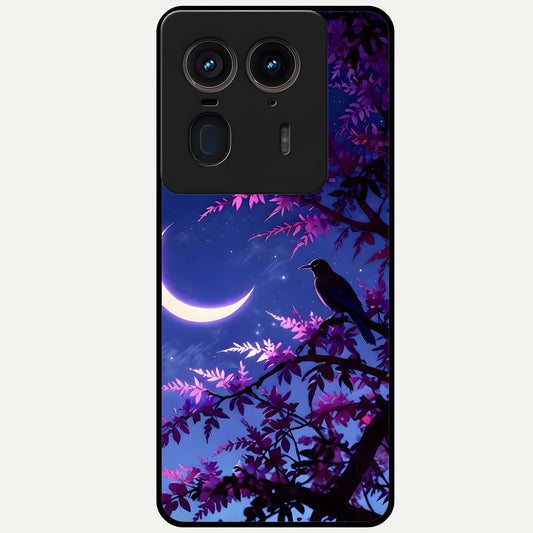  Crow And Moon Scenery Glass Case For Moto Edge 50 Ultra back cover – full design glossy printed glass finish
