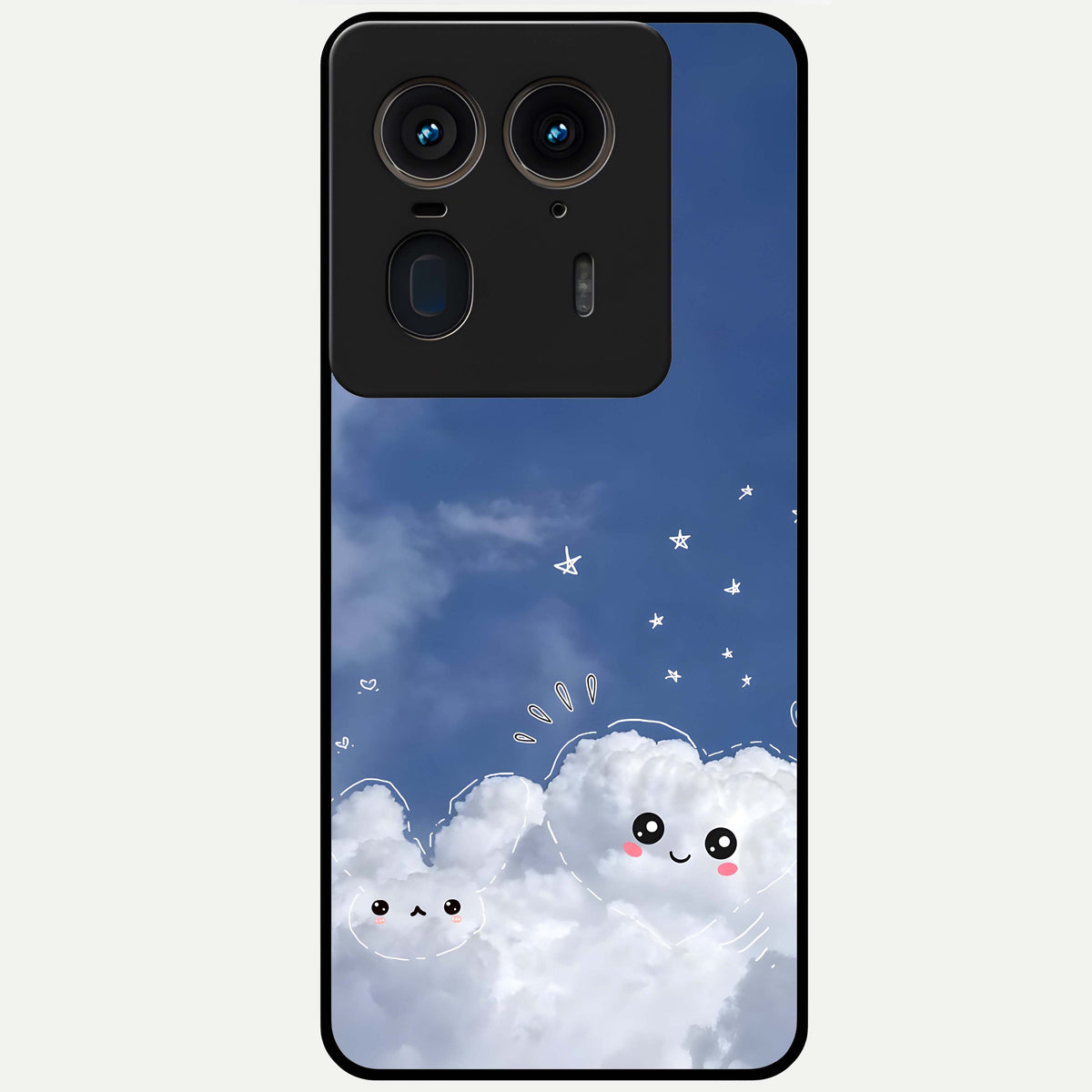  Cute Blossom Cloud Glass Case For Moto Edge 50 Ultra back cover – full design glossy printed glass finish