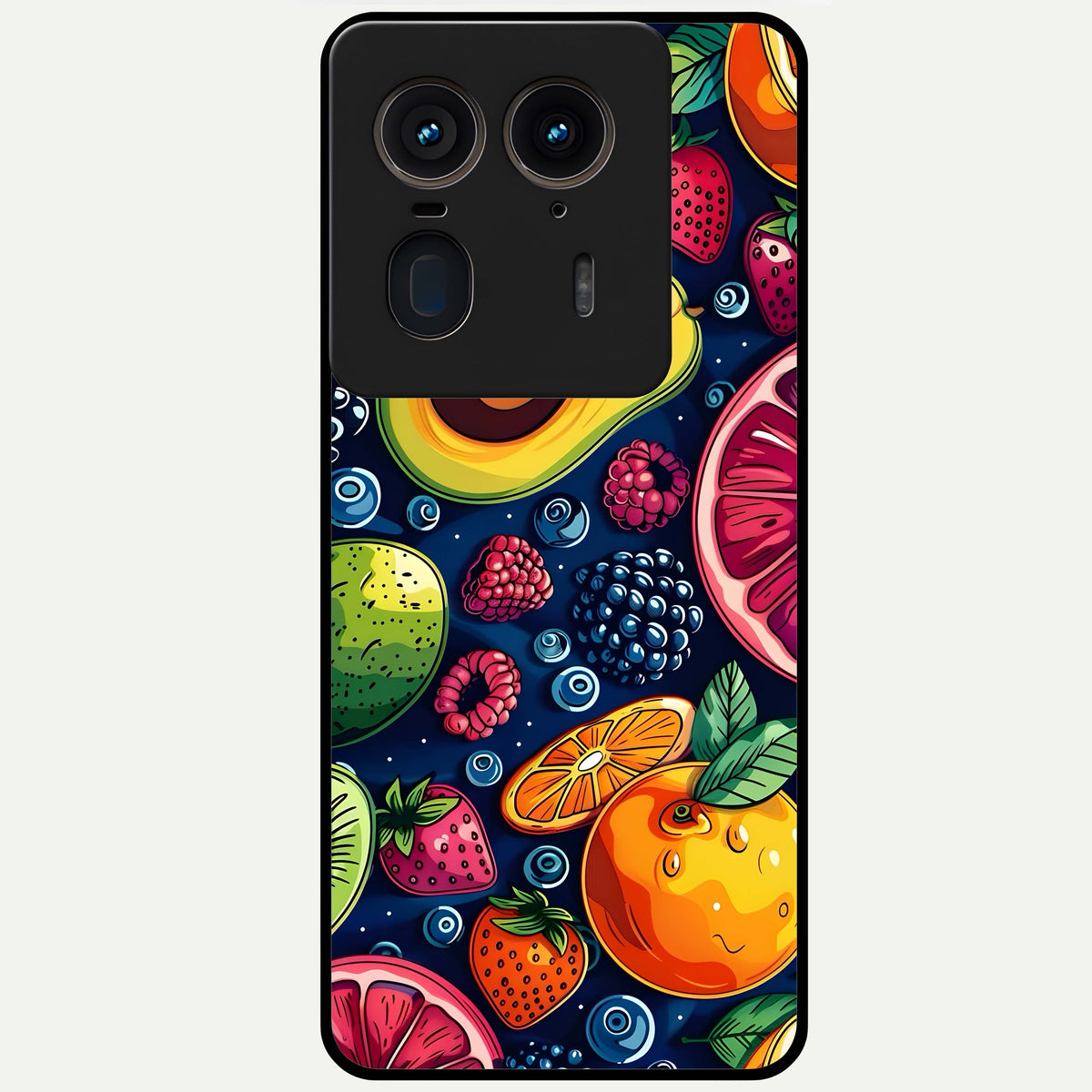  Cute Fruits Art Glass Case For Moto Edge 50 Ultra back cover – full design glossy printed glass finish