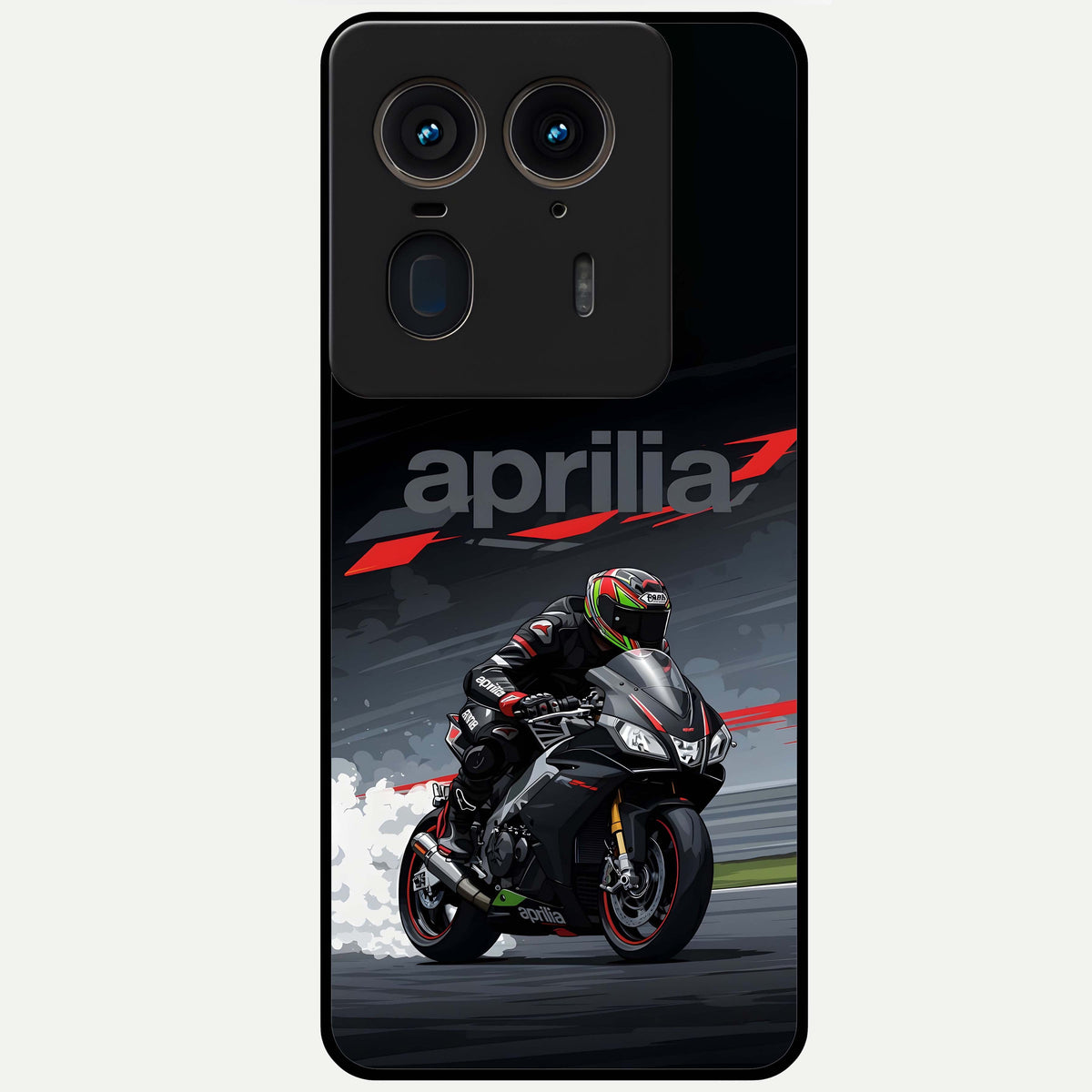  Dark Aprilla Glass Case For Moto Edge 50 Ultra back cover – full design glossy printed glass finish