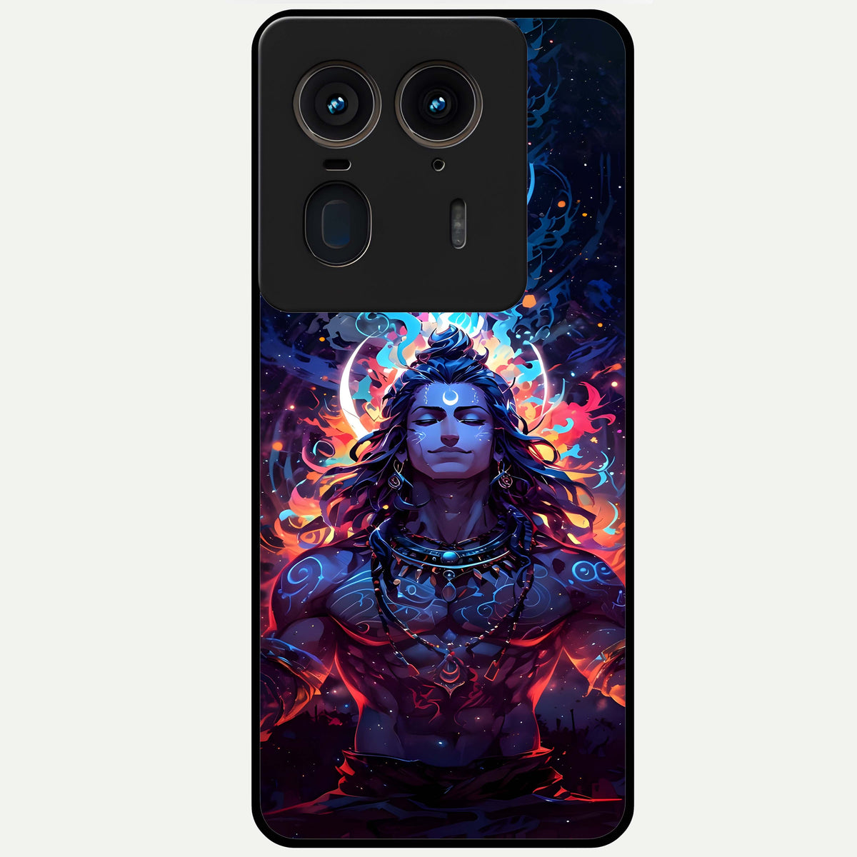  Divine Fire Shiv Glass Case For Moto Edge 50 Ultra back cover – full design glossy printed glass finish