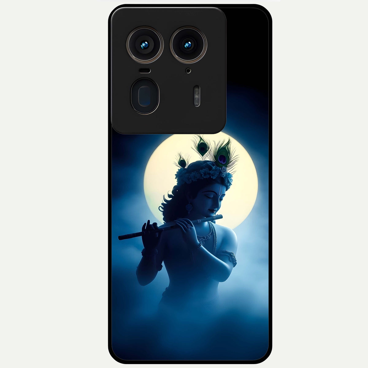  Divine Moon Flute Glass Case For Moto Edge 50 Ultra back cover – full design glossy printed glass finish