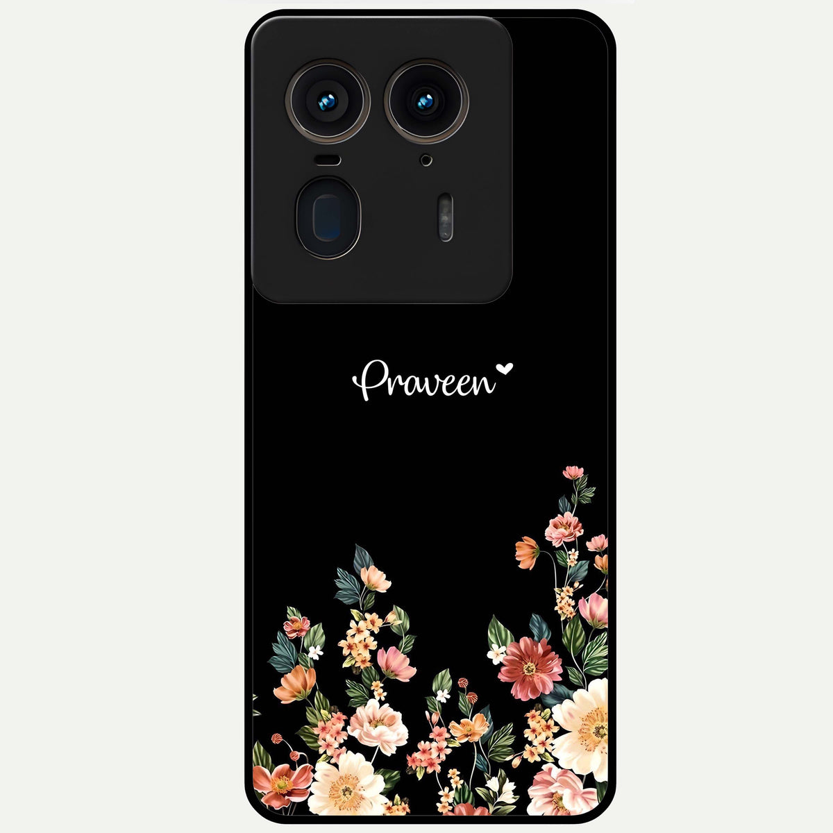  Floral Design Personalized Custom Name Glass Case For Moto Edge 50 Ultra back cover – full design glossy printed glass finish