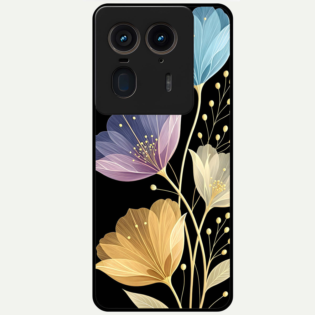  Flower Bloom Glow Glass Case For Moto Edge 50 Ultra back cover – full design glossy printed glass finish