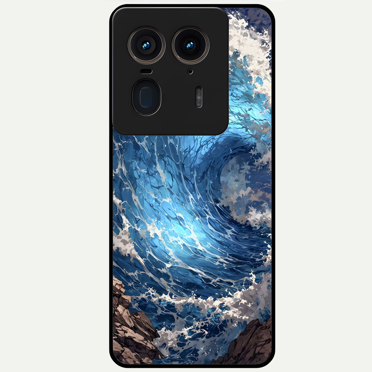  Giant Ocean Wave Glass Case For Moto Edge 50 Ultra back cover – full design glossy printed glass finish