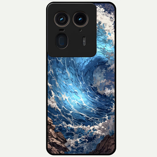  Giant Ocean Wave Glass Case For Moto Edge 50 Ultra back cover – full design glossy printed glass finish