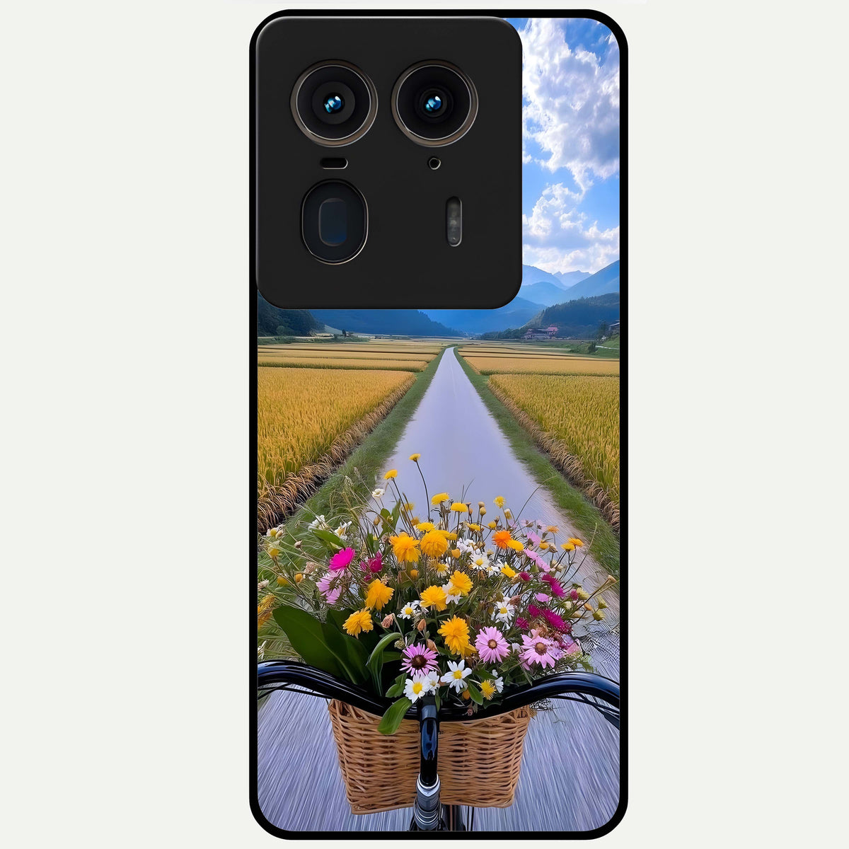  Golden Field Journey Glass Case For Moto Edge 50 Ultra back cover – full design glossy printed glass finish
