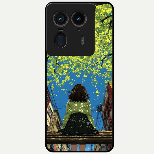  Golden Leaves Glow Glass Case For Moto Edge 50 Ultra back cover – full design glossy printed glass finish