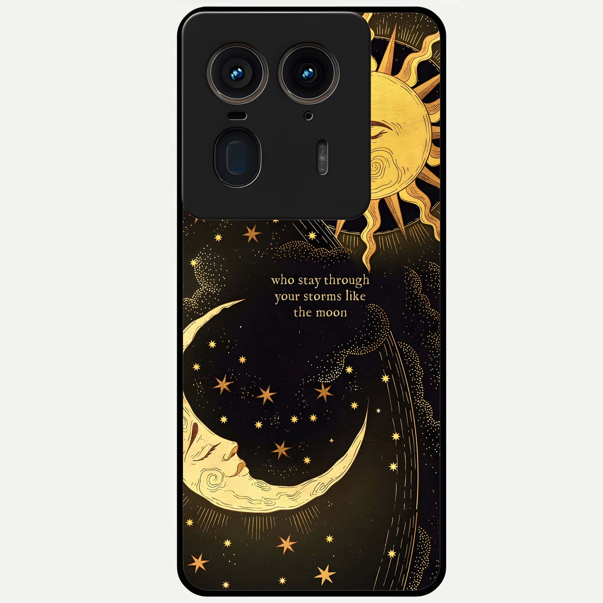  Golden Lunar Love Glass Case For Moto Edge 50 Ultra back cover – full design glossy printed glass finish
