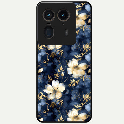  Golden Midnight Bloom Glass Case For Moto Edge 50 Ultra back cover – full design glossy printed glass finish
