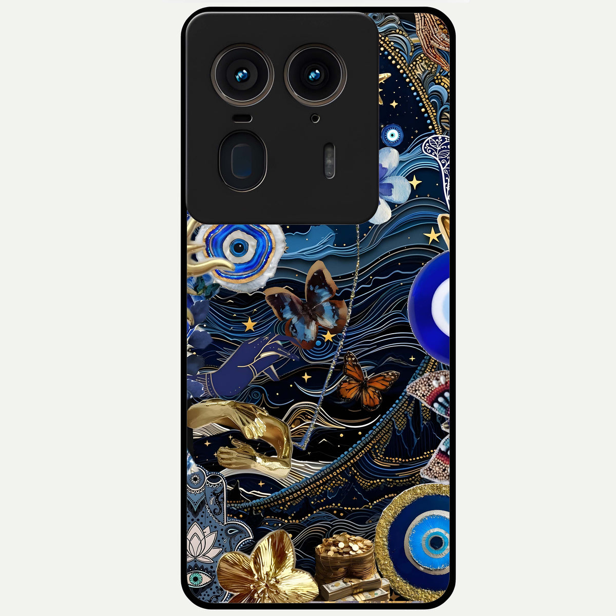  Golden Moon Magic Glass Case For Moto Edge 50 Ultra back cover – full design glossy printed glass finish