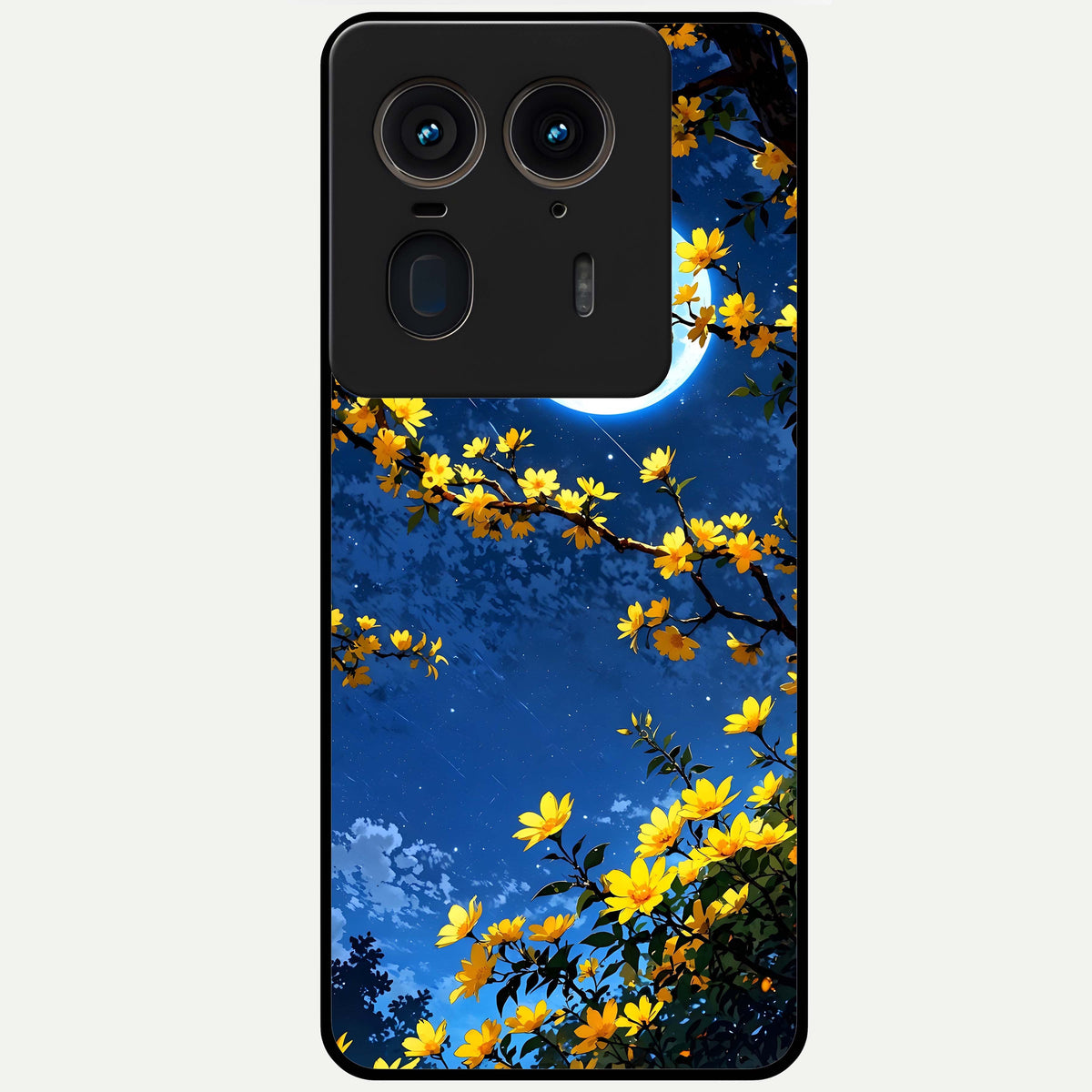  Golden Night Glow Glass Case For Moto Edge 50 Ultra back cover – full design glossy printed glass finish