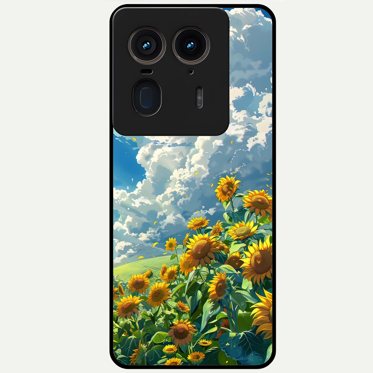  Golden Sun Glory Glass Case For Moto Edge 50 Ultra back cover – full design glossy printed glass finish