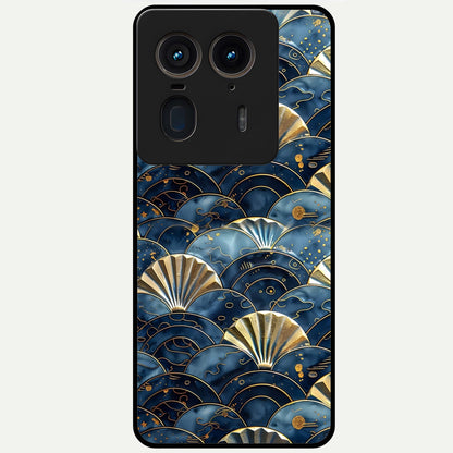  Golden Wave Luxe Glass Case For Moto Edge 50 Ultra back cover – full design glossy printed glass finish