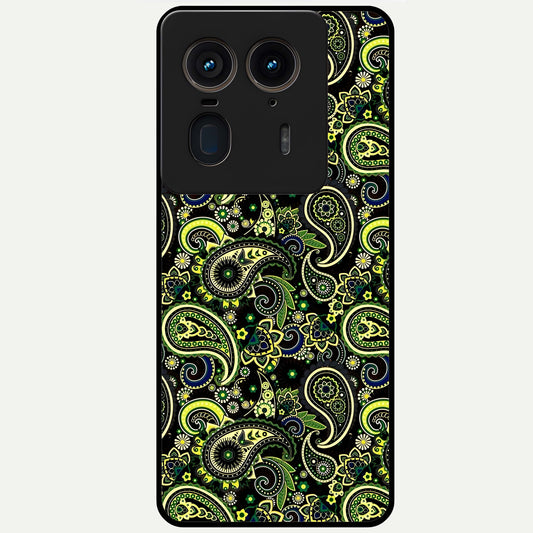  Green Lemon Glass Case For Moto Edge 50 Ultra back cover – full design glossy printed glass finish