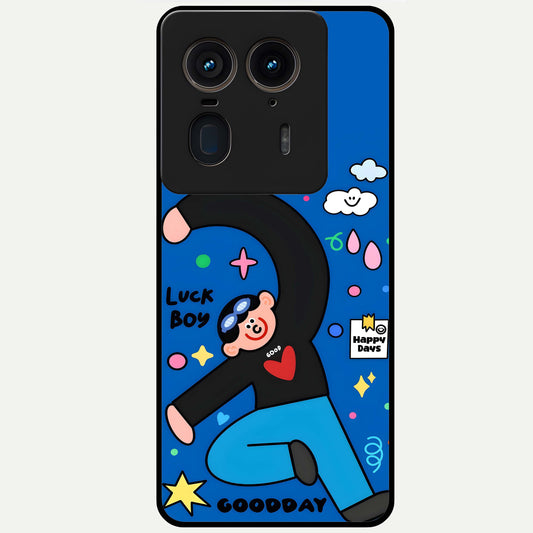  Happy Luck Vibe Glass Case For Moto Edge 50 Ultra back cover – full design glossy printed glass finish
