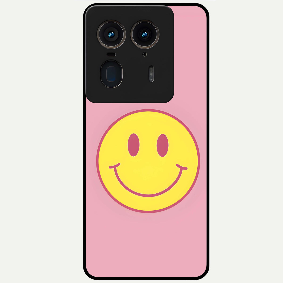  Happy Pink Mood Glass Case For Moto Edge 50 Ultra back cover – full design glossy printed glass finish