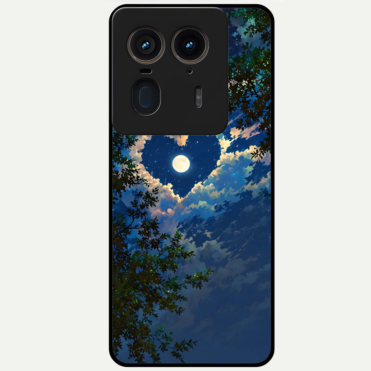  Heart With Moon Sky Glass Case For Moto Edge 50 Ultra back cover – full design glossy printed glass finish