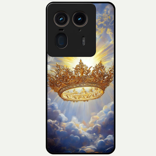  Heavenly Crown Light Glass Case For Moto Edge 50 Ultra back cover – full design glossy printed glass finish