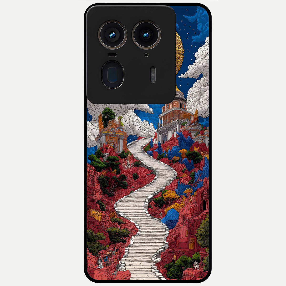  Heavenly Moon Path Glass Case For Moto Edge 50 Ultra back cover – full design glossy printed glass finish