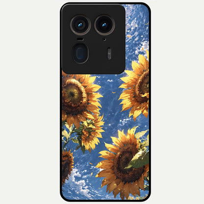  Heavenly Sunflower Rise Glass Case For Moto Edge 50 Ultra back cover – full design glossy printed glass finish