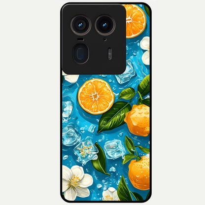  Ice Cube With Orange Glass Case For Moto Edge 50 Ultra back cover – full design glossy printed glass finish