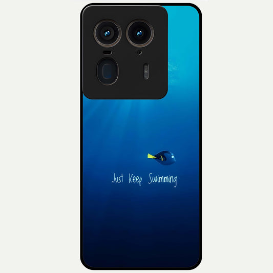  Just Keep Swimming Glass Case For Moto Edge 50 Ultra back cover – full design glossy printed glass finish