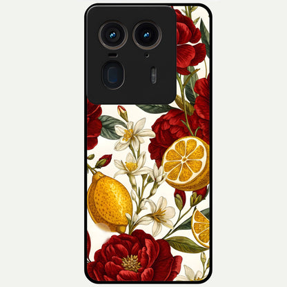  Lemon Rose Charm Glass Case For Moto Edge 50 Ultra back cover – full design glossy printed glass finish