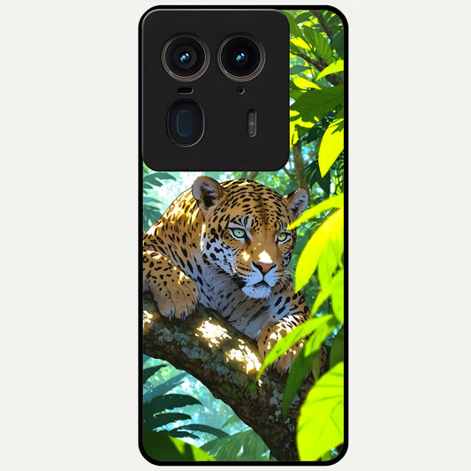  Leopard in Jungle Glass Case For Moto Edge 50 Ultra back cover – full design glossy printed glass finish