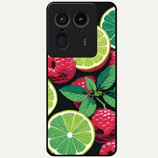  Lime and Raspberry Pattern Glass Case For Moto Edge 50 Ultra back cover – full design glossy printed glass finish