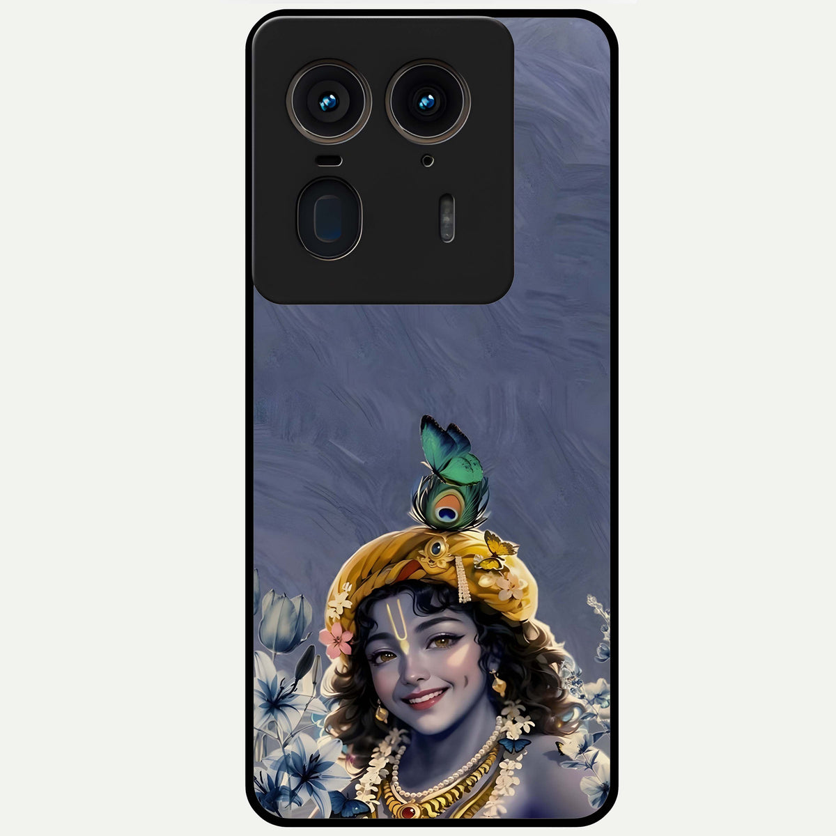  Lord Krishna Glass Case For Moto Edge 50 Ultra back cover – full design glossy printed glass finish