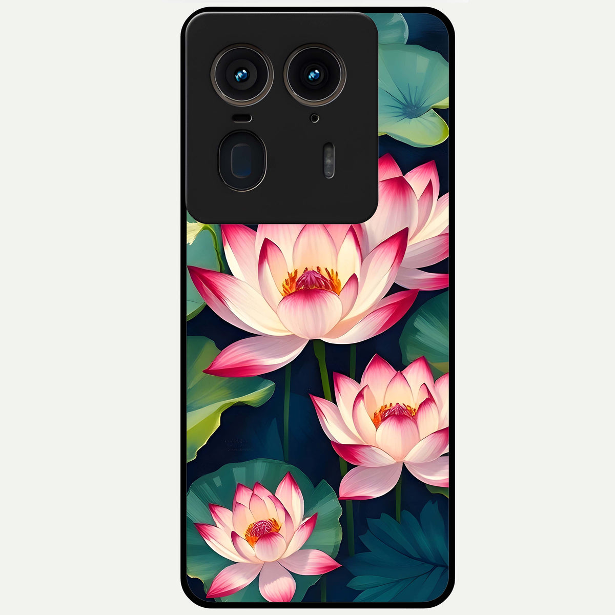  Lotus Dream Serenity Glass Case For Moto Edge 50 Ultra back cover – full design glossy printed glass finish