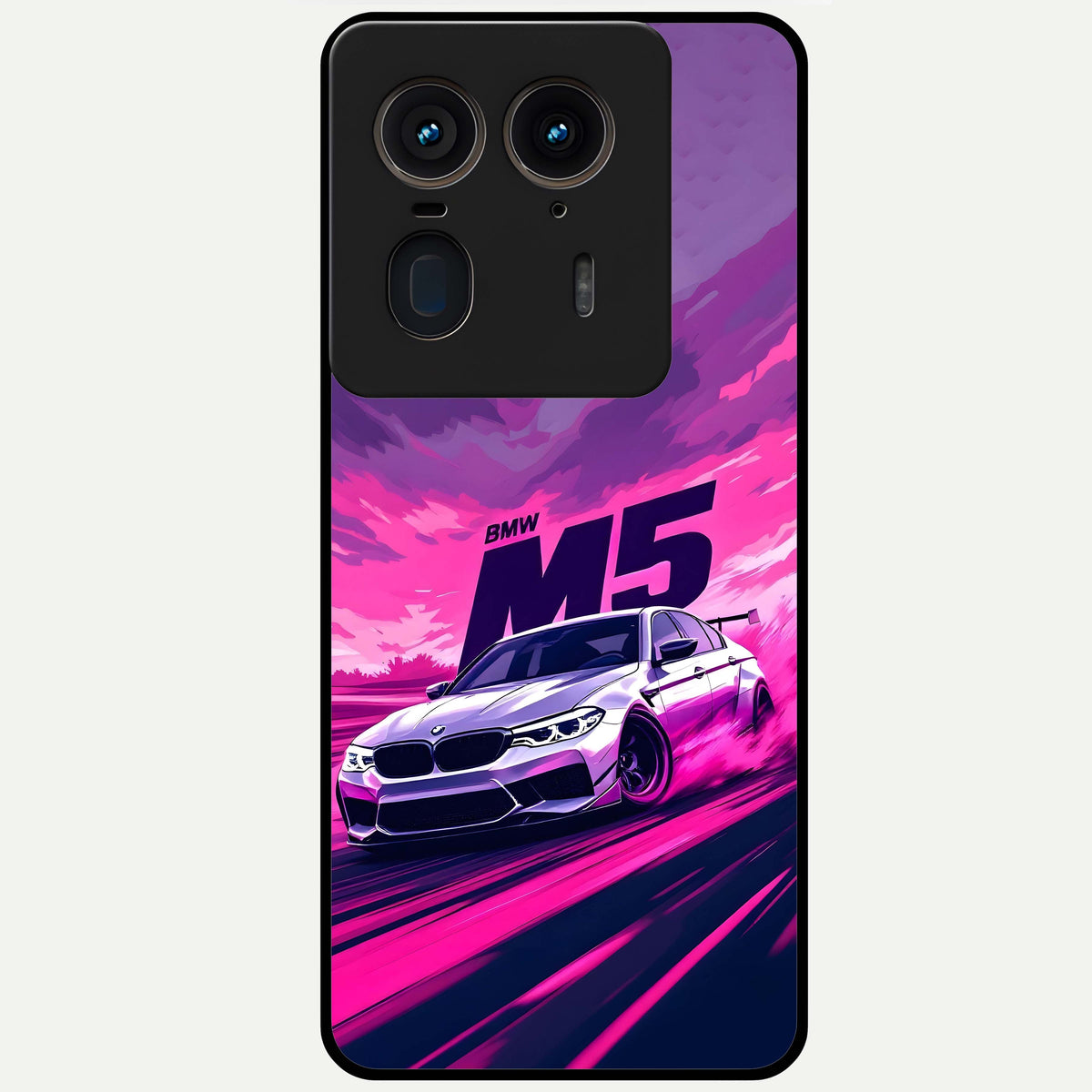 MS Neon Car Glass Case For Moto Edge 50 Ultra back cover – full design glossy printed glass finish