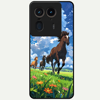  Majestic Horses Galloping Glass Case For Moto Edge 50 Ultra back cover – full design glossy printed glass finish