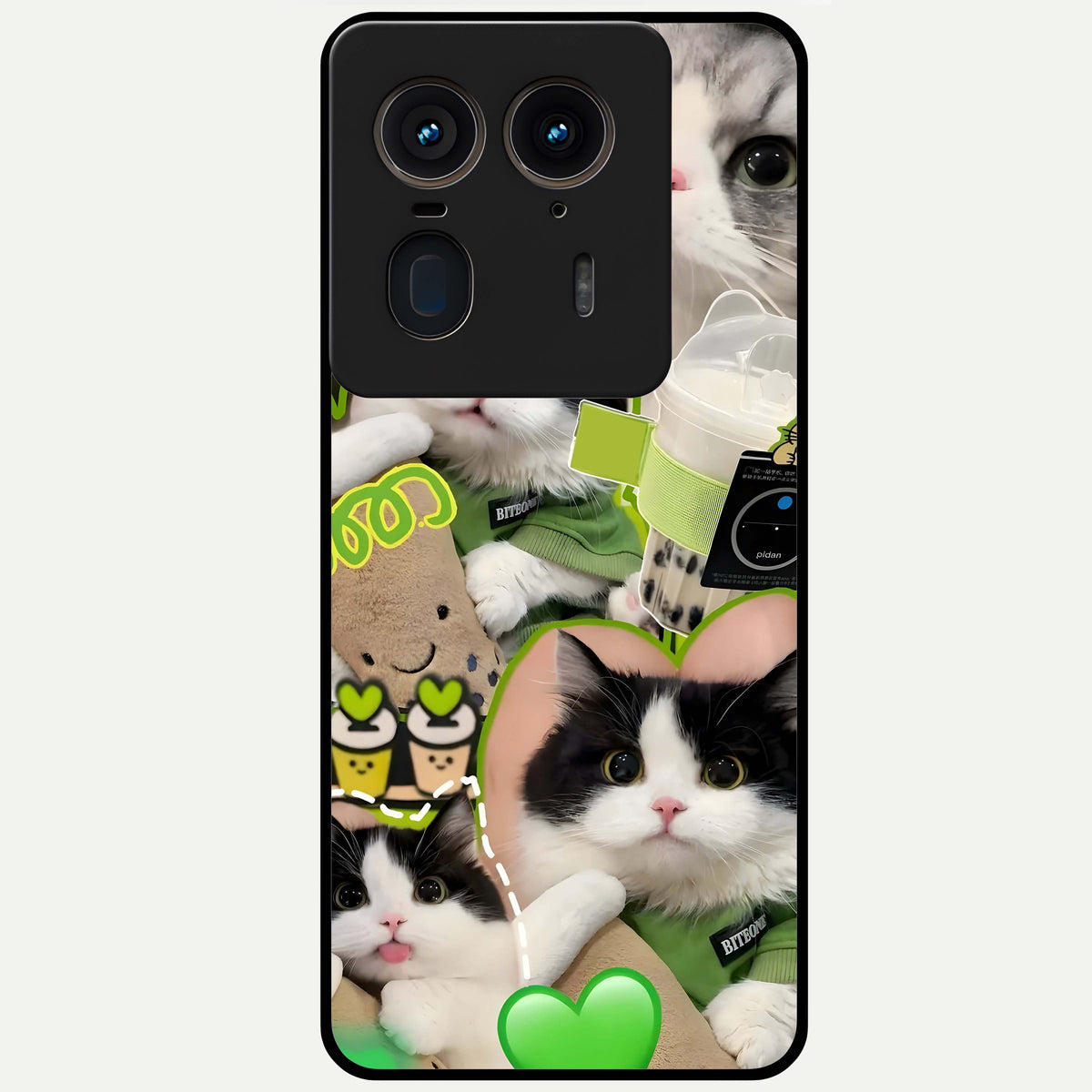  Matcha Cats Mood Glass Case For Moto Edge 50 Ultra back cover – full design glossy printed glass finish