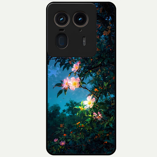 Midnight Bloom Glow Glass Case For Moto Edge 50 Ultra back cover – full design glossy printed glass finish