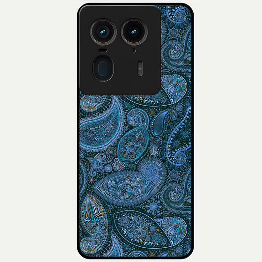  Midnight Paisley Glow Glass Case For Moto Edge 50 Ultra back cover – full design glossy printed glass finish