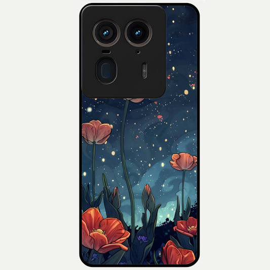  Midnight Tulip Glow Glass Case For Moto Edge 50 Ultra back cover – full design glossy printed glass finish