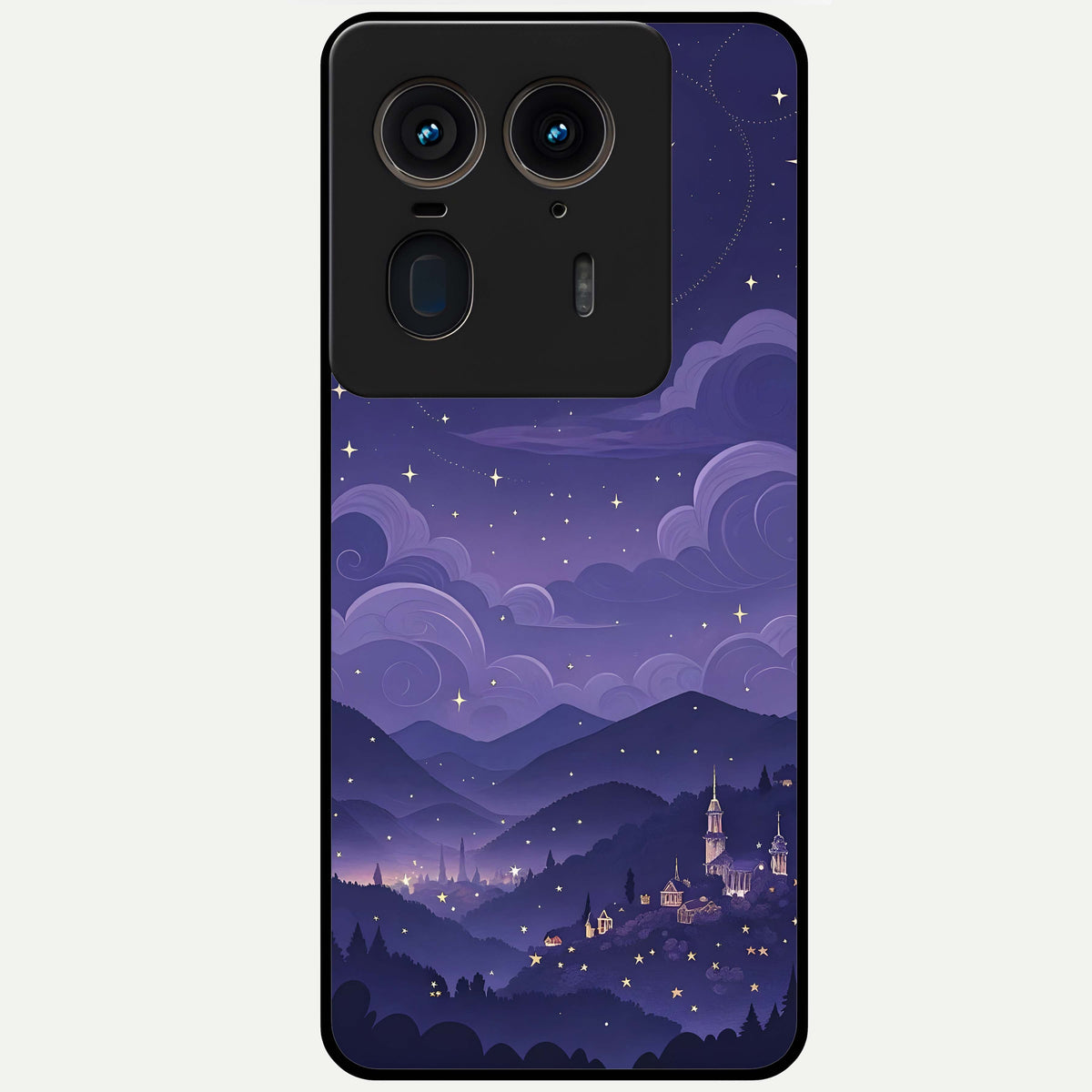  Minimal Night View Glass Case For Moto Edge 50 Ultra back cover – full design glossy printed glass finish