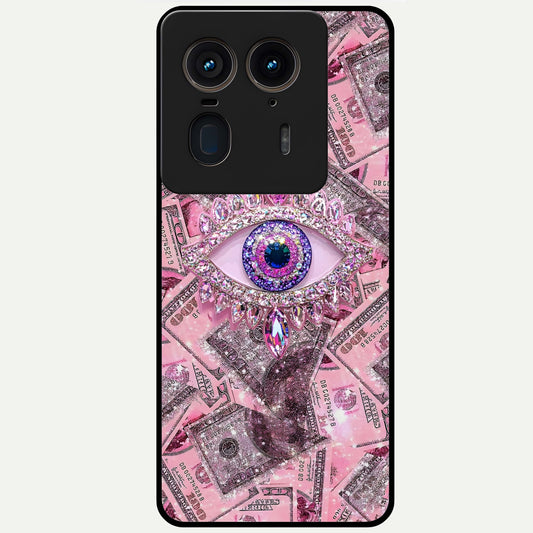  Money Eye Luxe Glass Case For Moto Edge 50 Ultra back cover – full design glossy printed glass finish