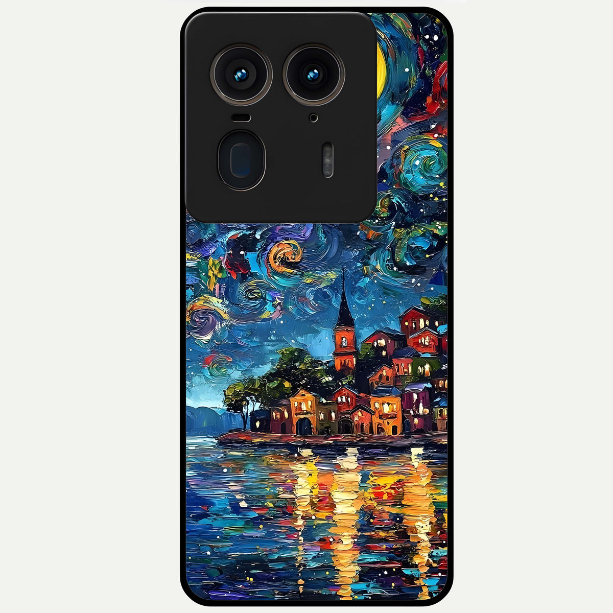  Moonlight Harbor Glow Glass Case For Moto Edge 50 Ultra back cover – full design glossy printed glass finish