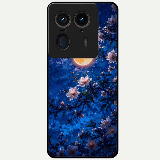  Moonlit Blossoms Night Glass Case For Moto Edge 50 Ultra back cover – full design glossy printed glass finish